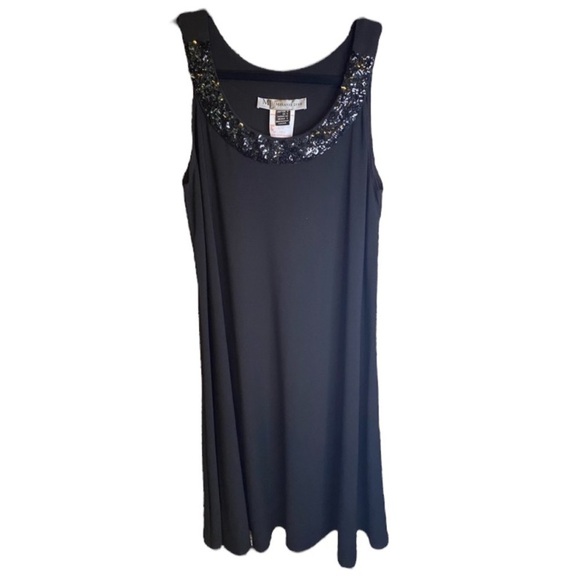 Melanie Lyne Classic Black Sequins Tank Slip On Flowy Dress Size 6 - Picture 3 of 10